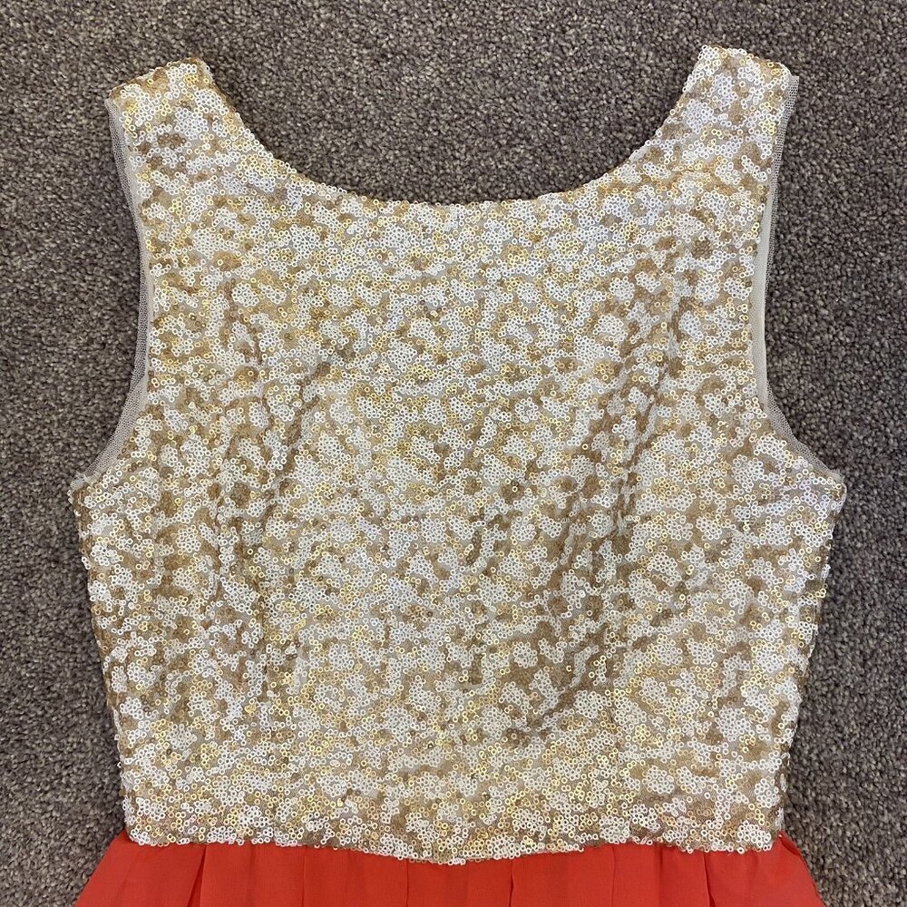 B. Darlin Women's Dress Size 7 / 8 Pink Gold Sleeveless Back Zip Made in USA EUC - Picture 3 of 10